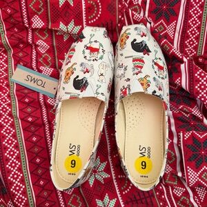 TOMS Festive Animal Print Slip-Ons
